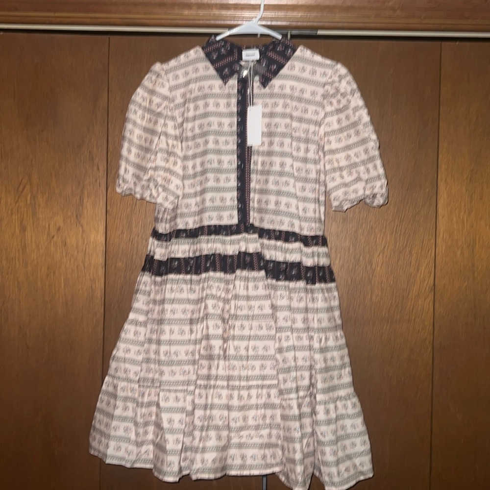 AUREUM Floral Striped Button-Up Dress